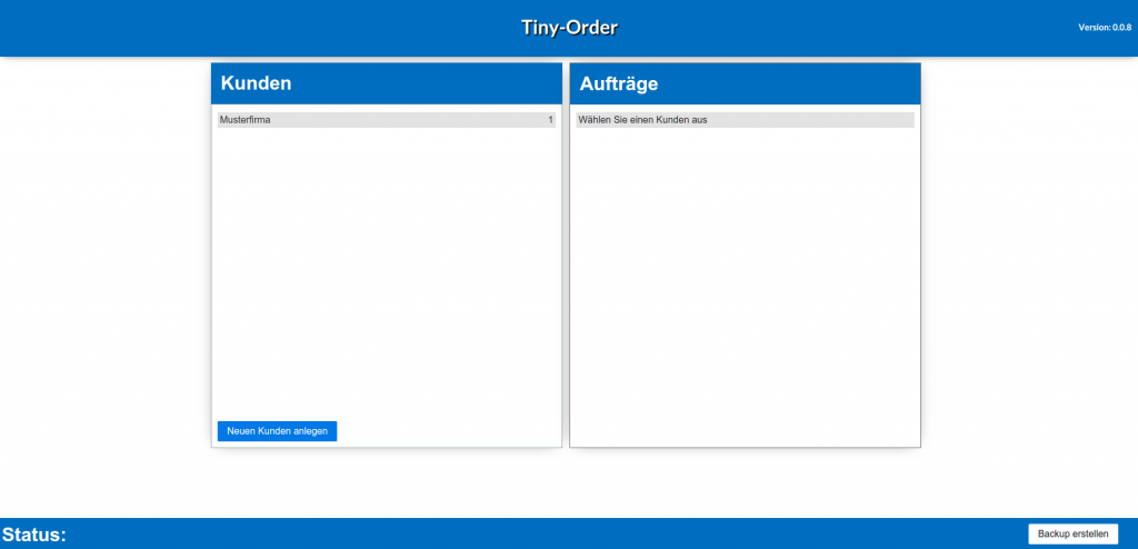 Frontend: Kunden- und Auftragsübersicht