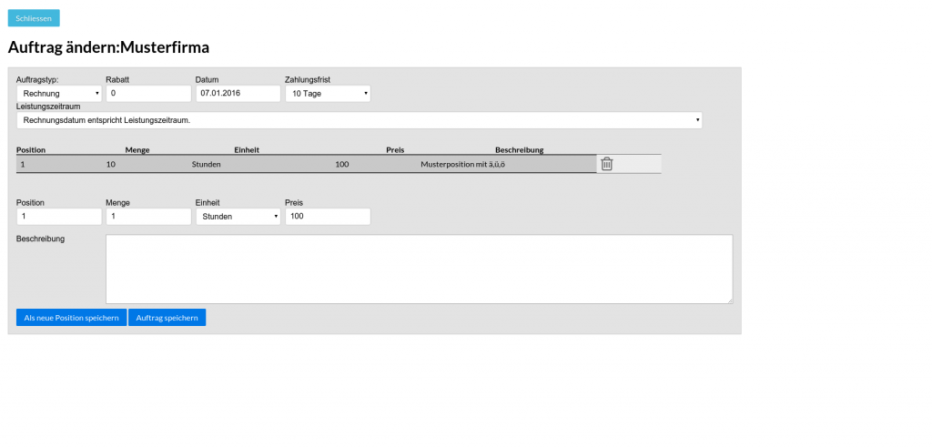 Frontend: Auftragsverwaltung